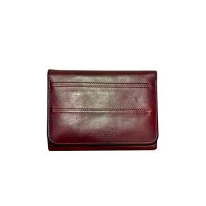 Vintage Coach Red Oxblood Leather Trifold Wallet USA Made Zip Coin Purse